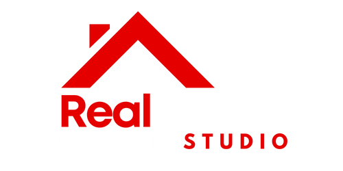 Black and Red Modern Real Estate Company Logo